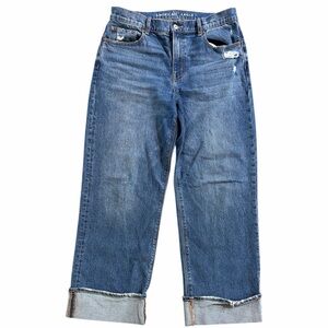 American Eagle Outfitters Stovepipe Women Sz 10 Wide High Rise Blue Zip Fly Jean